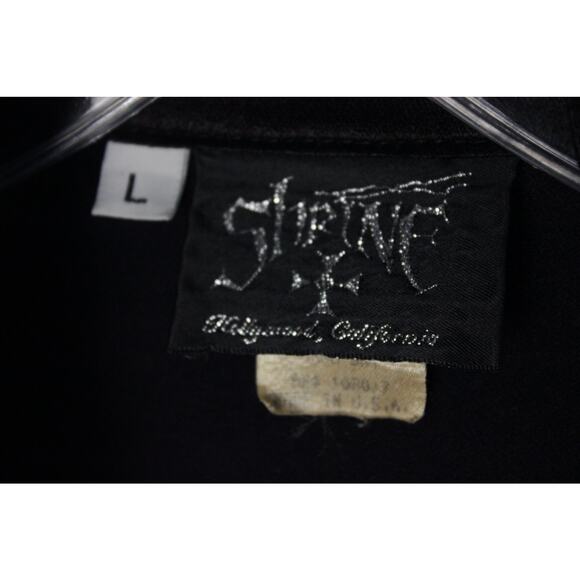 Shrine of Hollywood The Count Ruffle Shirt Men's L Black Pearl Snap Goth - Picture 6 of 10